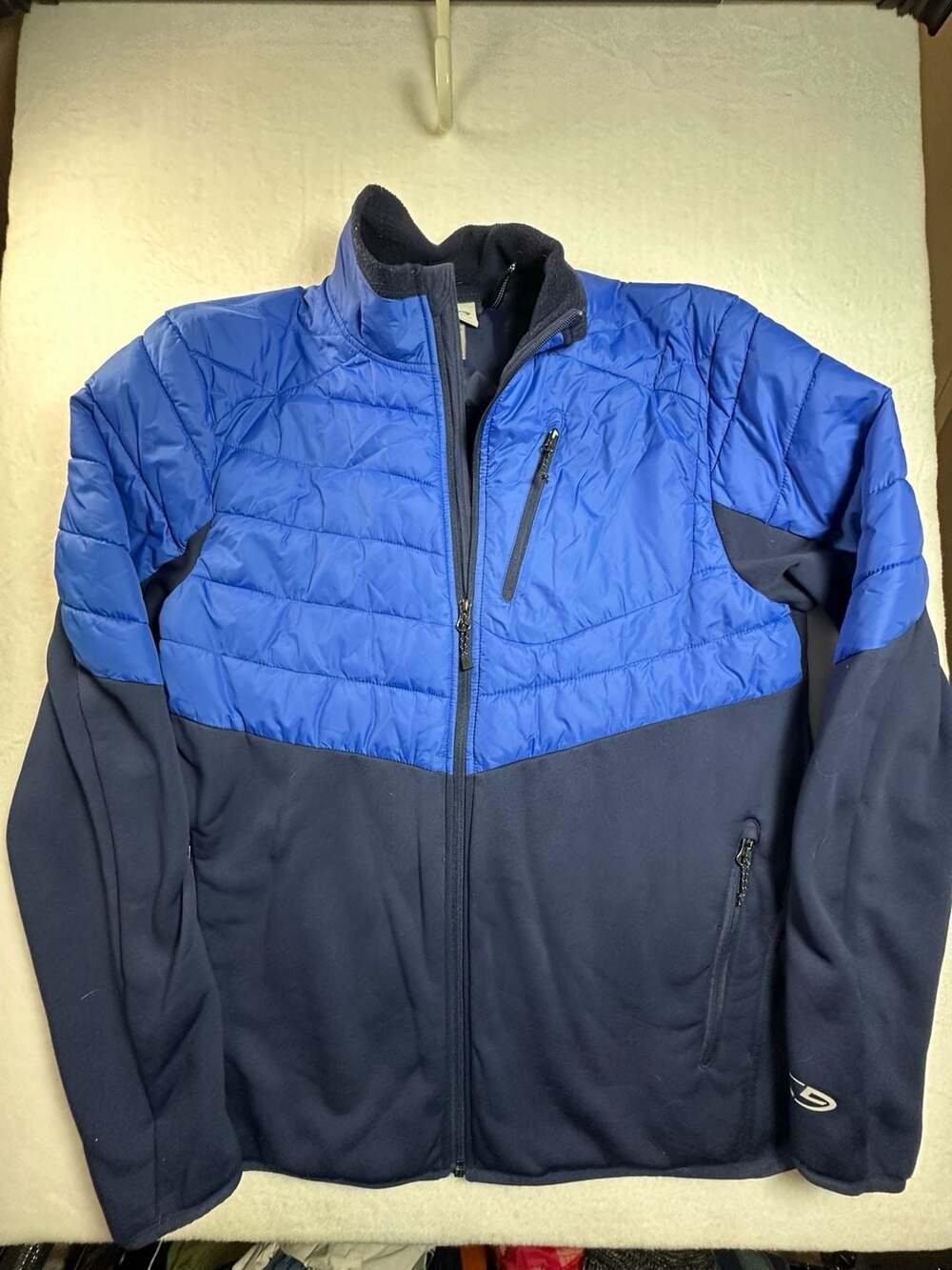 Champion C9 Men's Blue and Navy Quilted Hybrid Full Zip Jacket Large